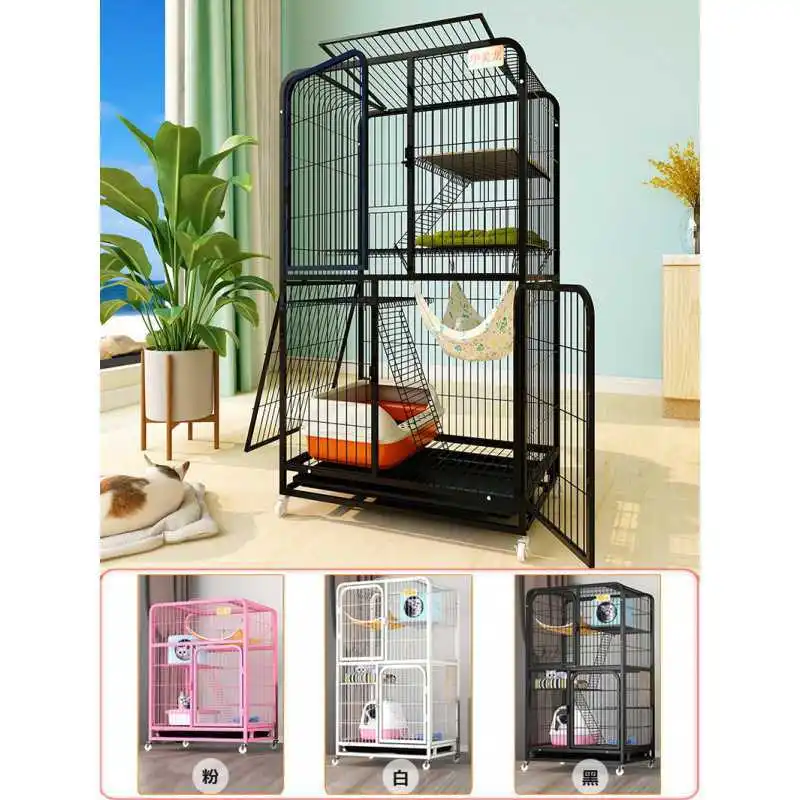 Cat Villa Extra Large Space Thickened Extra Large Square Tube Cat Cage Three-story Luxury Cat Climbing Frame Cat Accessories