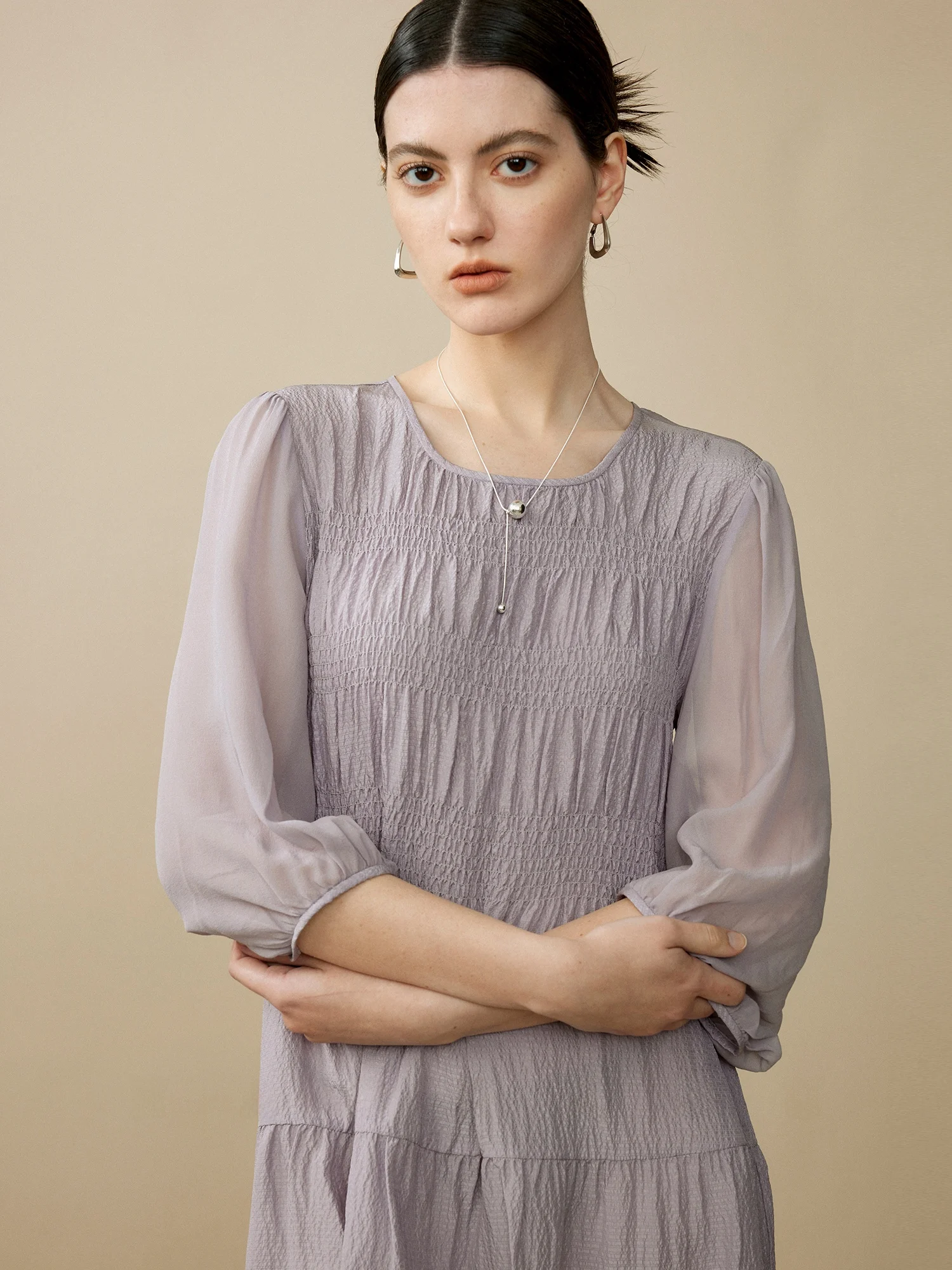 Тыквенная долина [Ночная продажа под луной] Горизонтальный креп 4 мм 00 Шелк +