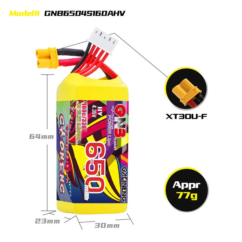 GNB LiPo аккумулятор 4S 15 2 В 650 мАч 160C/320C для дрона с дистанционным управлением FPV
