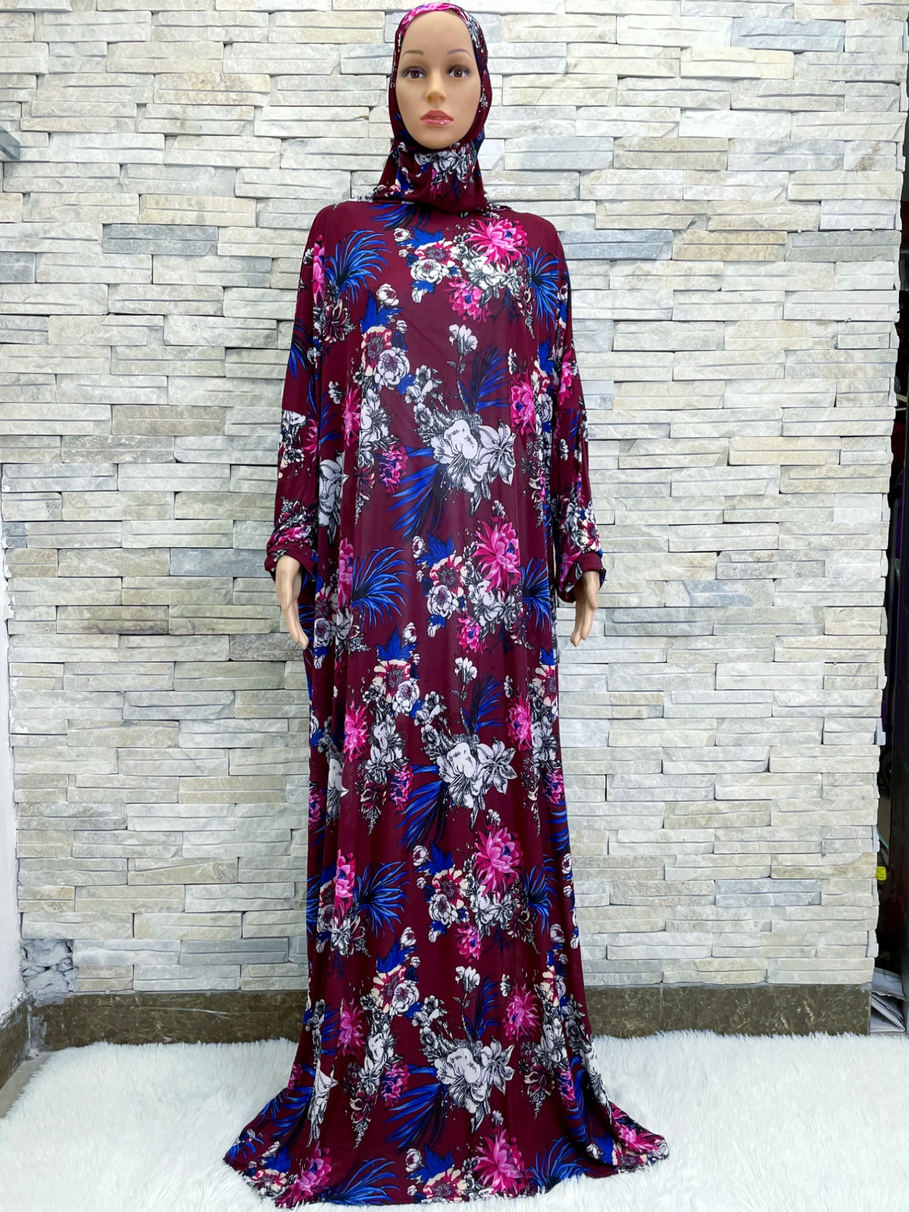 Мусульманский хиджаб платье Женская молитвенная одежда Дубай Рамадан абайя арабский джибаб мусульманские цветы Djellaba Femmel Khimar Caftan одежда