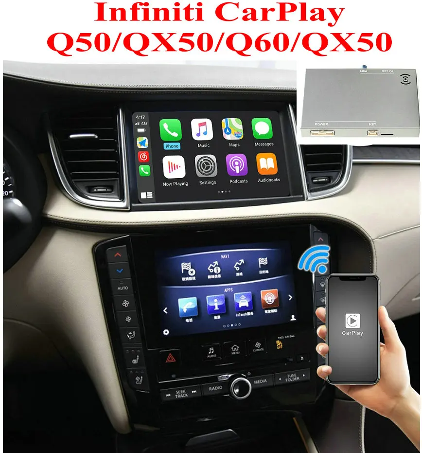 

Wireless Apple Carplay Android Auto Module Box For Infiniti Q50L QX50 QX60 Nissan Patrol AirPlay Mirror Link GPS OEM Camera