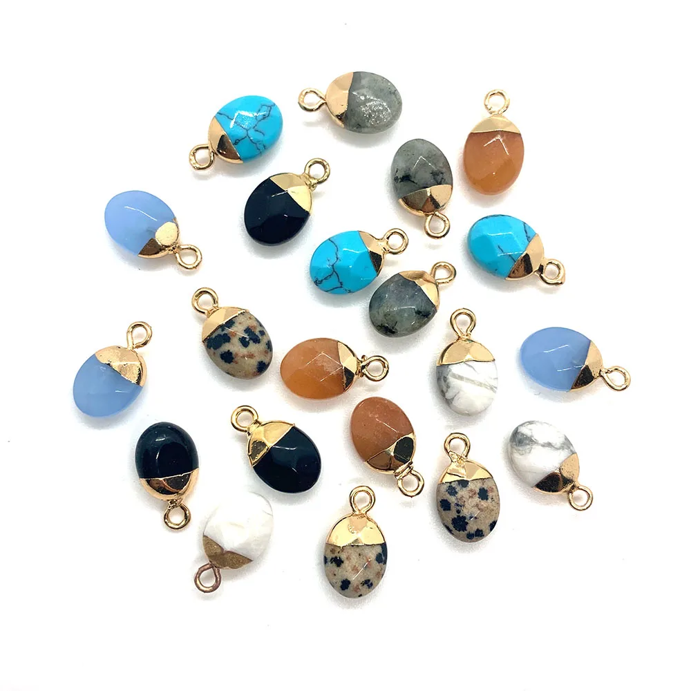 1 шт. очаровательный Аквамариновый натуральный камень кулон ожерелье с Speckled 8x14 мм