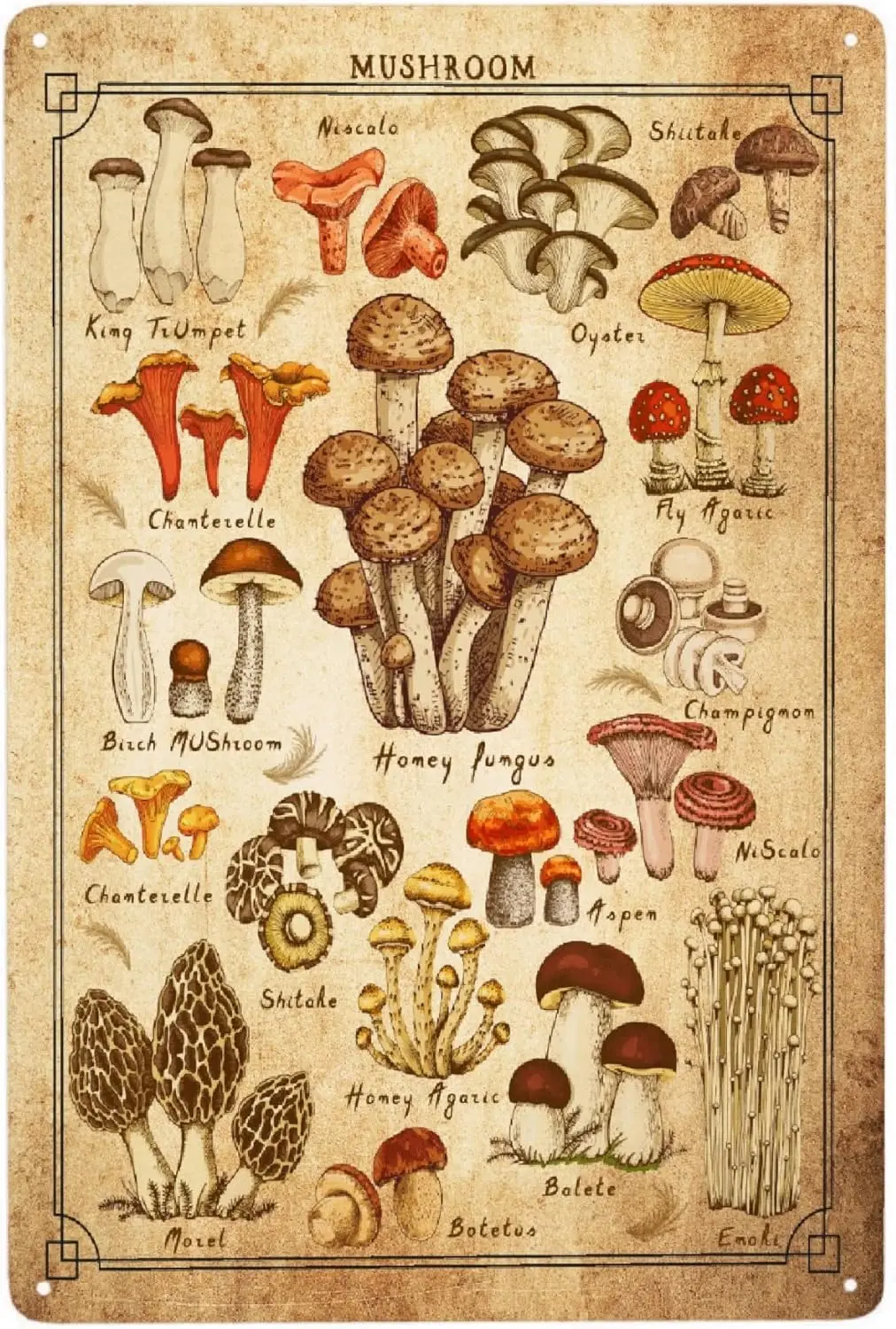 JOCASA винтажный грибной алюминиевый металлический плакат декор-ретро