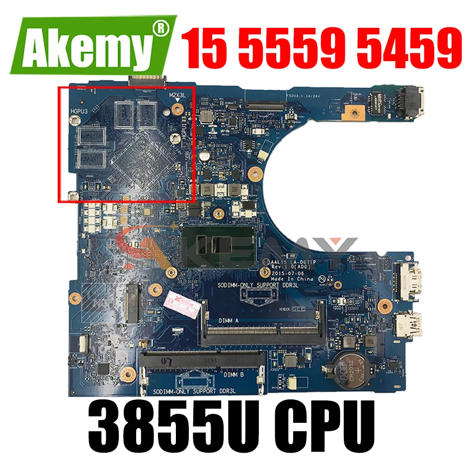 

Brand NEW FOR Dell INSPIRON 15 5559 5459 5759 Motherboard AAL15 LA-D071P SR2EV CELERON 3855U DDR3L CN-0PW46V PW46V 100% tested