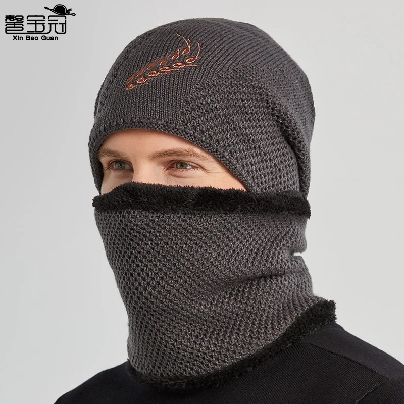 

9110 Hat Man Winter Embroidered Wheat Ear Warm Knitting Wool Hat Winter Cycling Ear Protection Cold Proof Hat Man