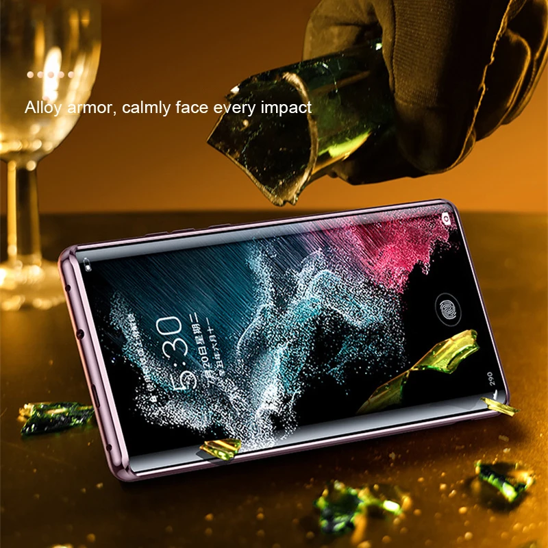 Clear Magnetic Tempered Glass Case For Samsung Galaxy S22 Ultra Shockproof Metal Bumper Cover For Galaxy S22 Plus S22