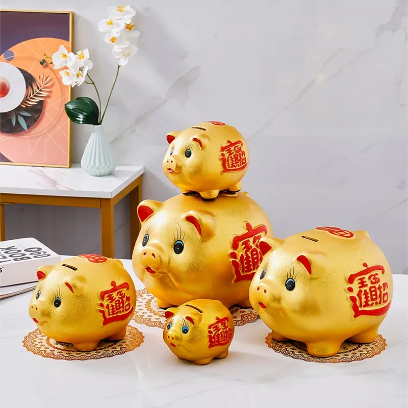 

Kids Adult Money Decoration Boxes Golden Piggy Safe Tirelire Ceramic Pig Room Large Home Hidden Capacity Coin Living Bank Gift