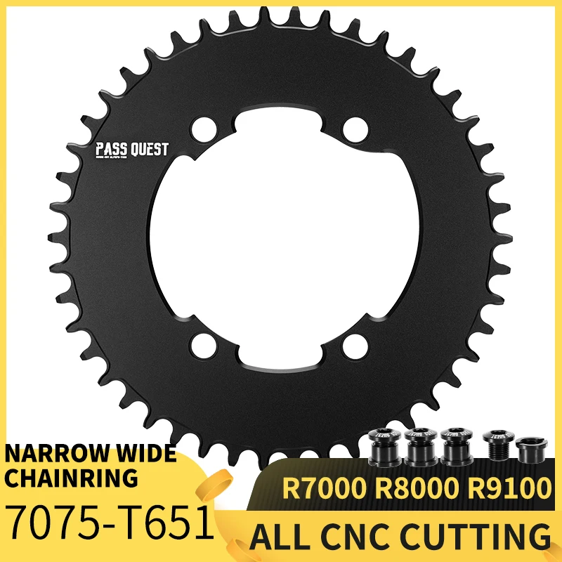 

PASS QUEST R9100 Round Oval Road Bike Chain Crankshaft Closed Disk 110BCD 46T-58T Narrow Wide Chainring For R7000/R8000/DA9100