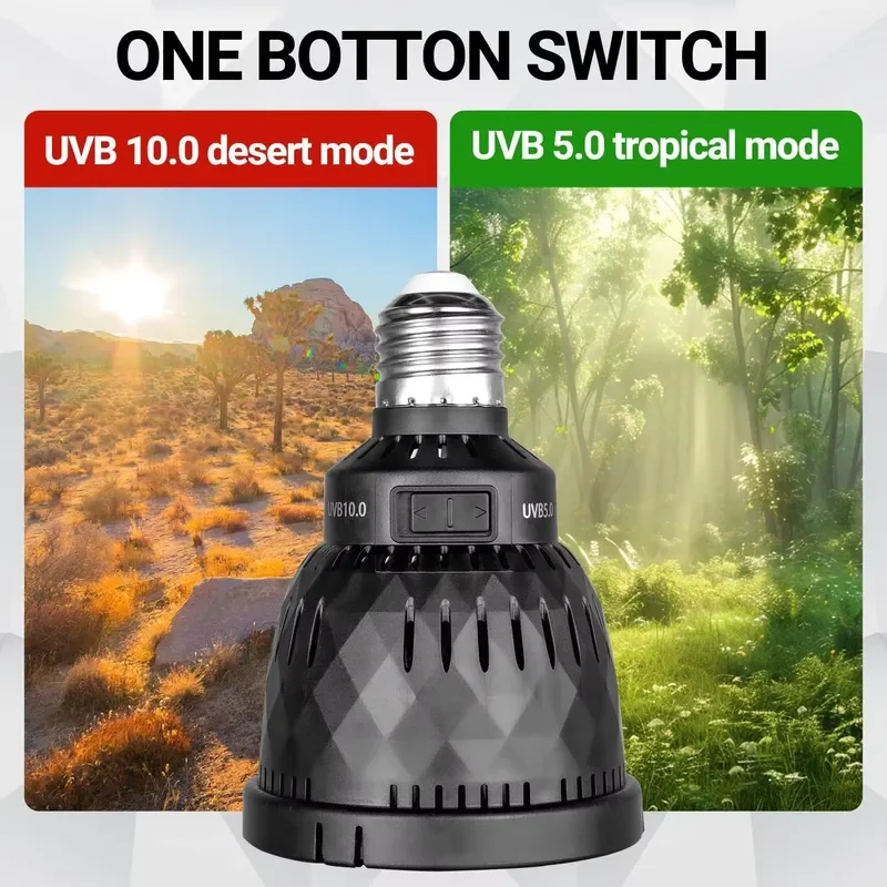 Фото Лампа для рептилий REPTIZOO Natural Sunlight Simulation Full Spectrum Sun Lamp 5.0 10.0 UVB UVA 5W, имитирующая естественный солнечный свет, экологически чистая. №4