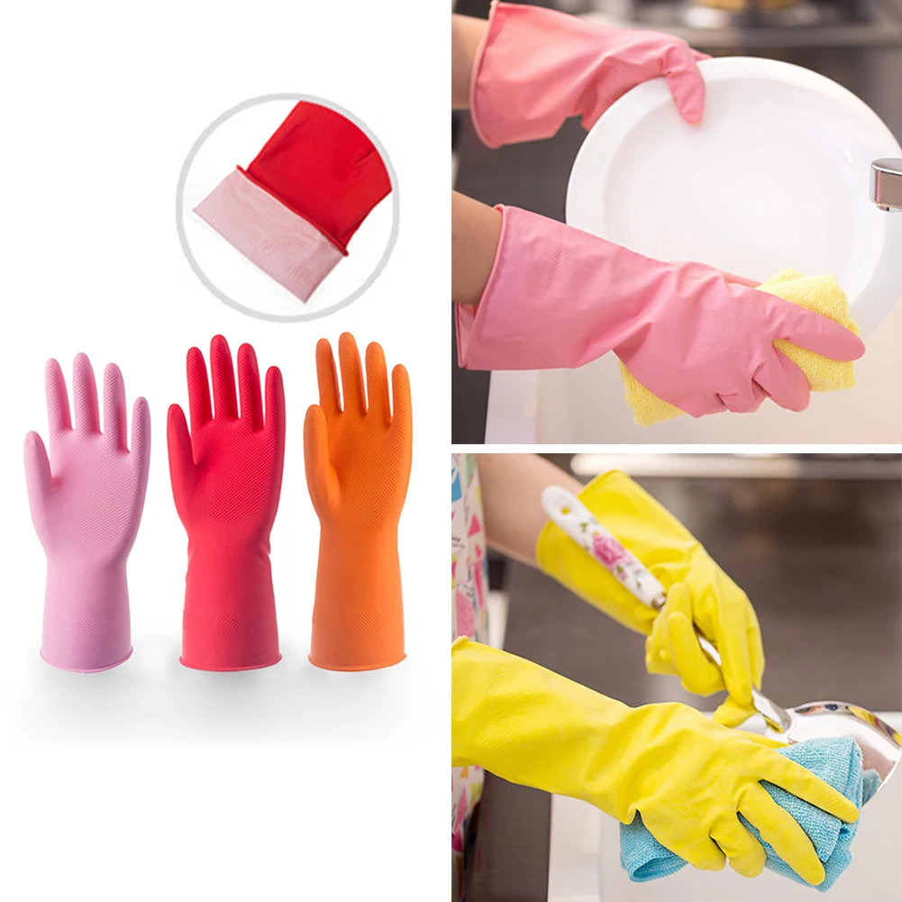 

Rubber Latex Dishwashing Gloves Women's Waterproof Household Kitchen Washing Bowl Washing Clothes Vegetable Cleaning Household