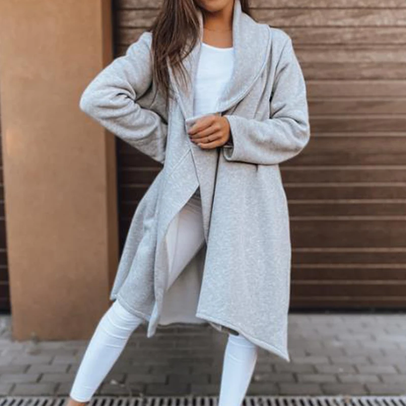 

Elegant Lapel Long Sleeve Loose Trench Jackets Women Fashion Single Button Solid Outerwear 2022 Autumn Winter Casual Midi Coats