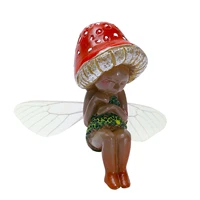 sleeping fairy figurine resin statue miniatures outdoor mushroom statue handmade tiny mushroom fairy sculpture resin ornaments