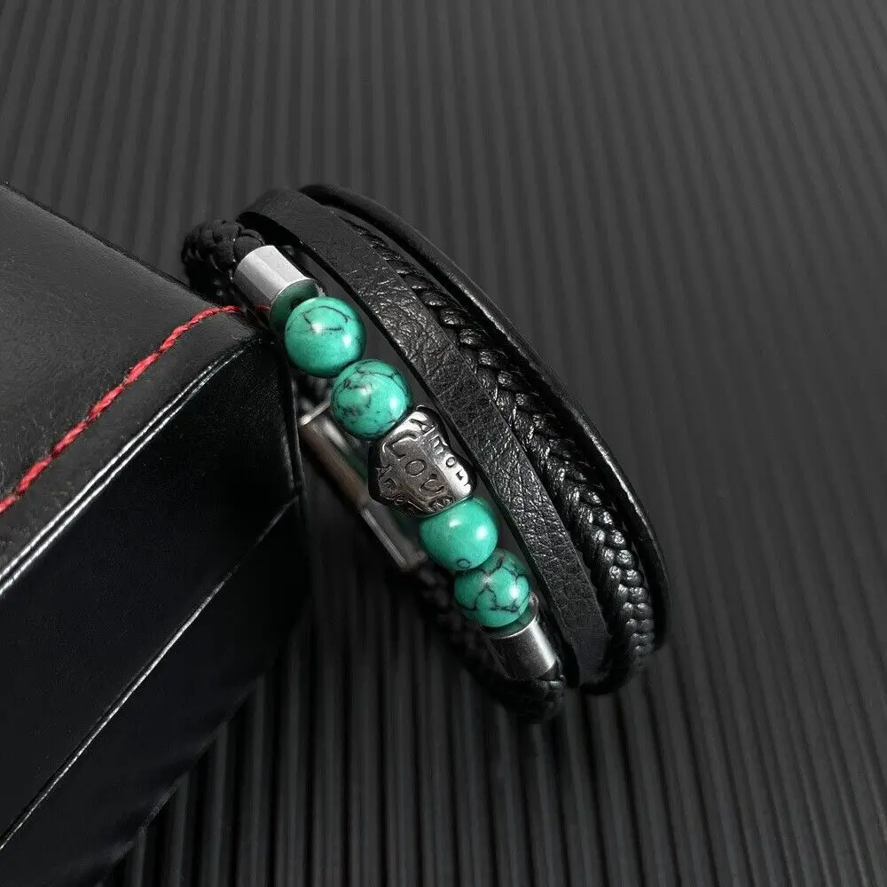 SAIYE голубой бирюзовый браслет из нержавеющей стали в форме сердца уникальный