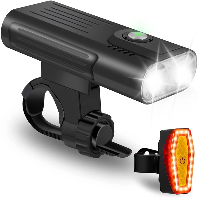 

USB Rechargeable Bike Light Set, 1200 Lumens Bicycle Front Rear Light With Type-C 5000Mah Power Bank Function