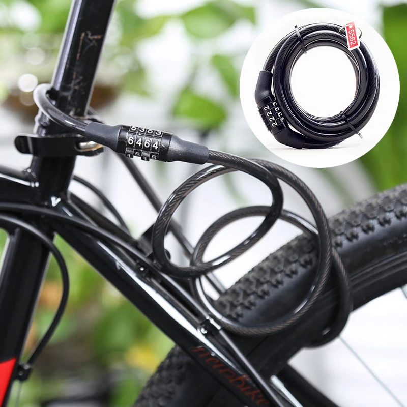 

1M Code Password Bicycle Lock 4 Digit Code Anti-Theft Spiral Steel Cable Bike Lock Bicycle Locker Bicycle Accessories