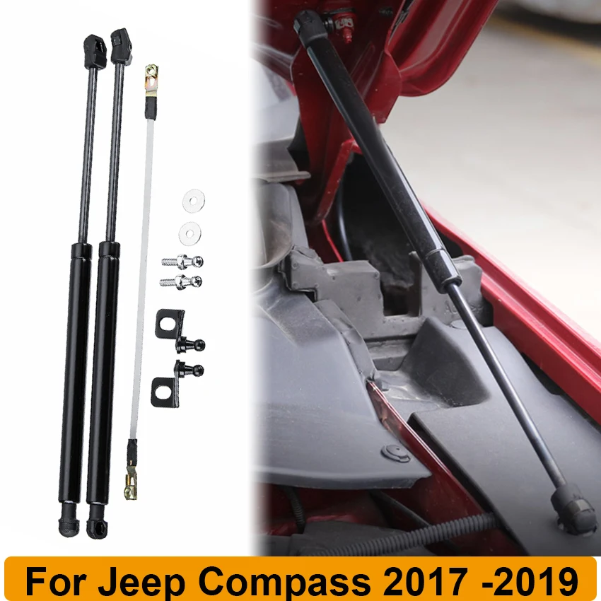 

Передняя опора для капота двигателя, подъемник для Jeep Compass 2017 2018 2019, опора стойки, стержень, рычаг, кронштейн с газовой пружиной, автомобильные аксессуары
