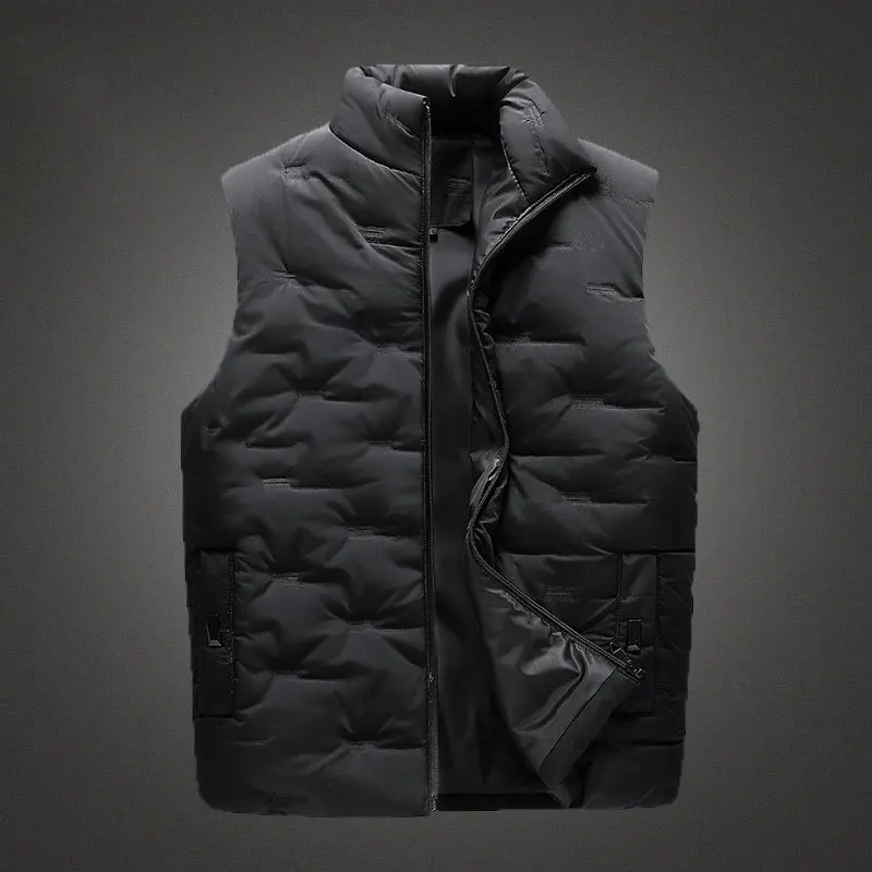 Men's vest Autumn/Winter thickened down cotton vest plus size steel print over sleeveless warm coat plus size M-5XL