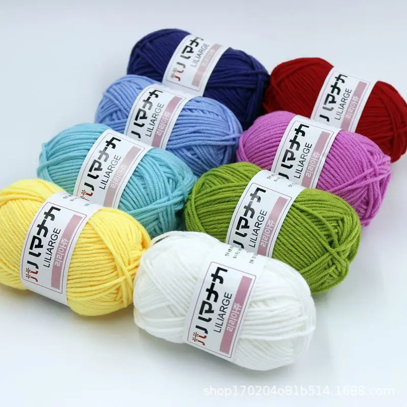 

4-strand Milk Cotton Wool Korean Combed Milk Cotton Medium Coarse Wool Manual DIY Woven Material Bag Crochet Thread