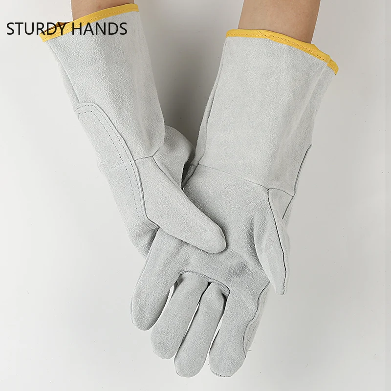 

Lengthen Cowhide Gloves Welder Safety Work Gloves Thicken Welding Anti-scalding Gloves Fireproof Durable Protective Gloves