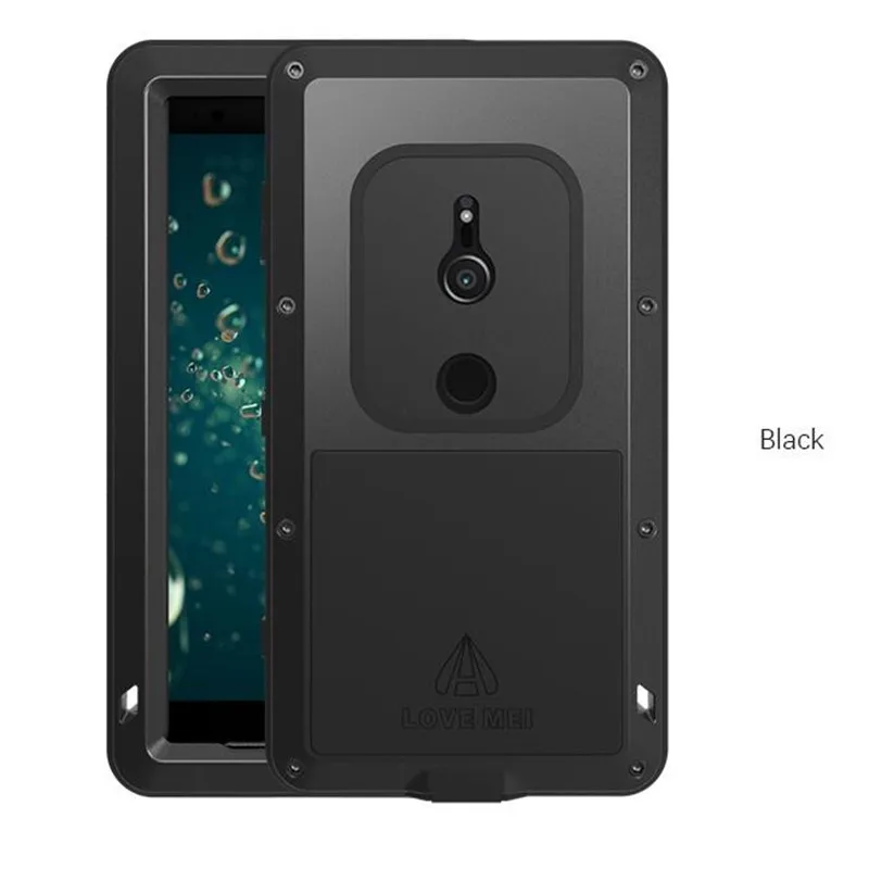 Love Mei Aluminum Armor Case For Sony Xperia Xz2 Compact Waterproof Shockproof Powerful Cover Free Tempered Glass