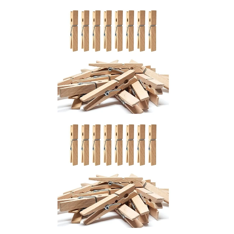 

HOT SALE 100X Clothes Pins Heavy Duty Outdoor With Spring, Wooden Clothespins For Crafts And Hanging Clothes
