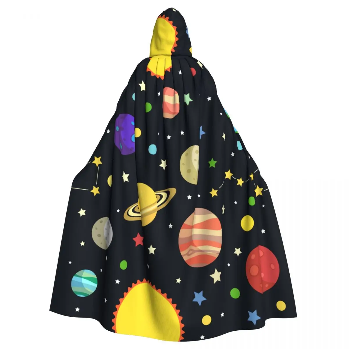 

Adult Cloak Cape Hooded Space Planets Stars Comets Constellations Medieval Costume Witch Wicca Vampire Elf Purim Carnival Party