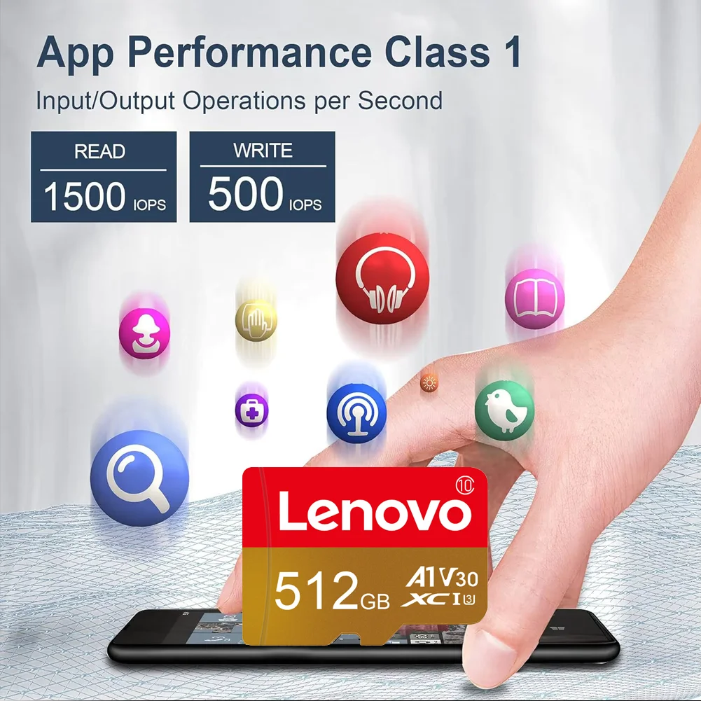 Фото Высокоскоростные карты памяти Micro SD V30 Lenovo SD/TF 512 ГБ, 256 ГБ, 128 ГБ, 64 ГБ для камер и телефонов Xiaomi №3