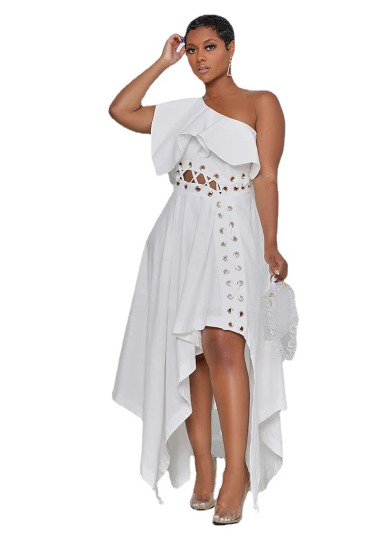 PLEINDI Luxurious Evening Dresses One-Shoulder Asymmetrical Sleeveless Ankle-Length Chiffon 2022 New of Simple Prom Women Dress