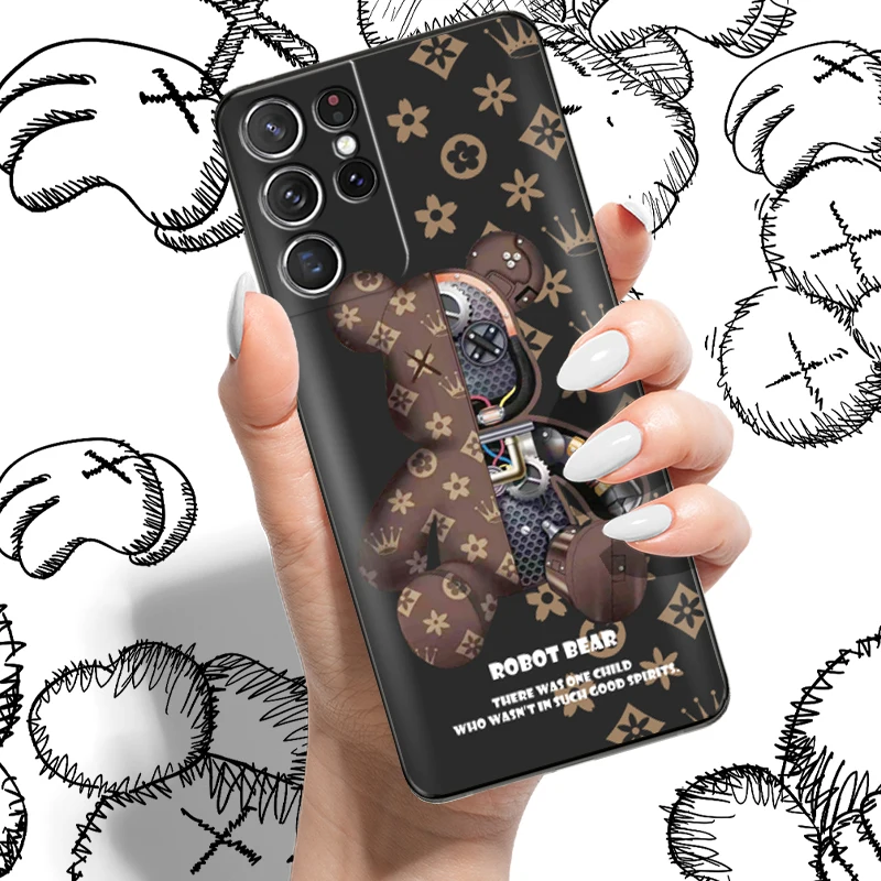 

Cute Luxury Bear Phone Case For Samsung Galaxy S22 S21 S20 Ultra FE 5G S22 S10 10E S9 Plus Carcasa Liquid Silicon