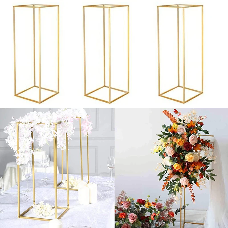 3Pcs Vases Column Stand Rustproof Decoration Party Geometric Holder Centerpiece Prop Iron Art Detachable Wedding Flower Rack