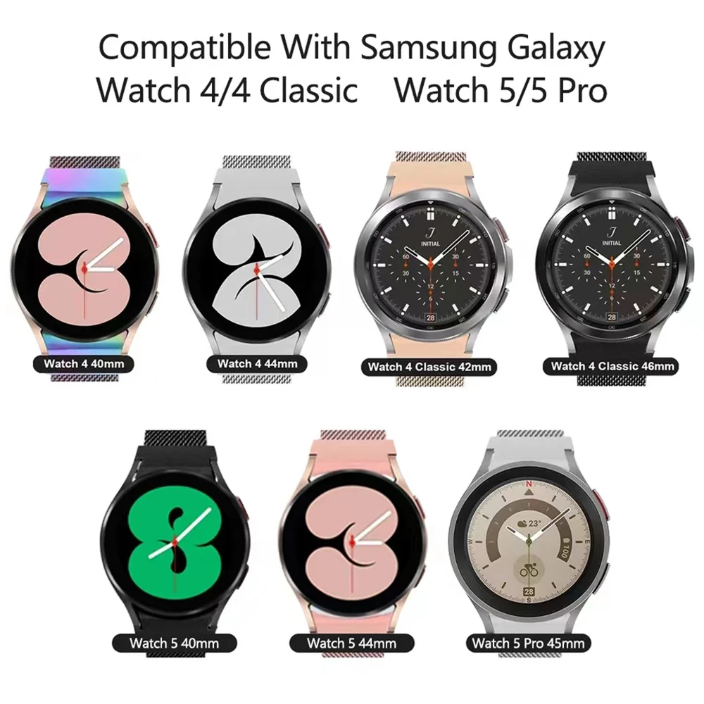 Milanese Loop Strap for Samsung Galaxy Watch 4/5 44mm 40mm/5Pro 45mm Original Metal Bracelet Watch 4 Classic 46mm 42mm Wristband