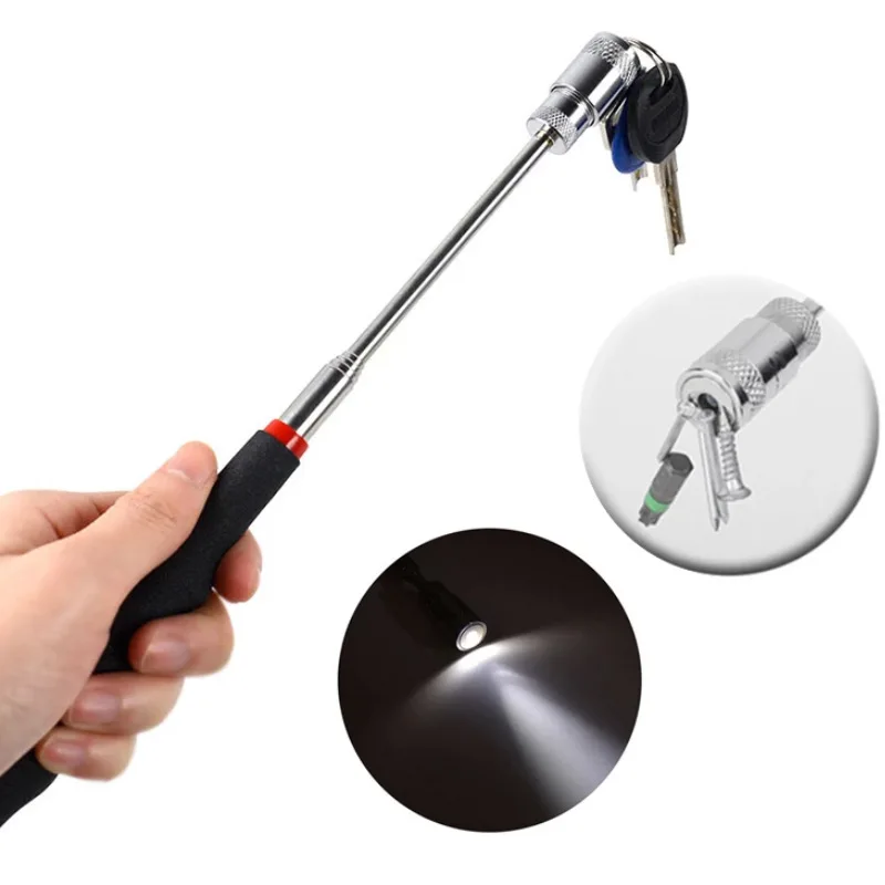 Telescopic Magnetic Pen with Light Mini Portable Magnet Pick Up Tool Extendable Pickup Rod Stick for Picking Up Screws Nut Bolt