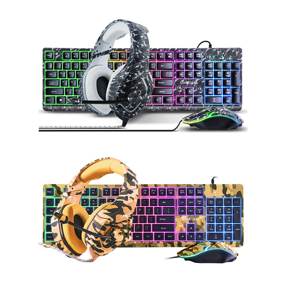 Keyboard Mouse Headset Combo Three Piece Set Gamer DPI Adjustable Mouse Gamer Computer Keyboard Headset with Microphone