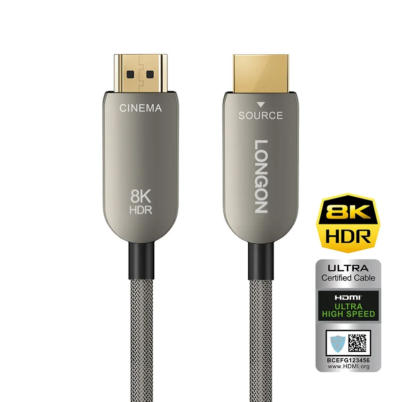 LONGON Certified HDMI 2.1 Optical Fiber Cable 8K/60Hz 4K/120Hz 48Gbps HDR eARC HDMI Cord for PS5 RTX3080 3090 TV 5M 10M 15M 30M