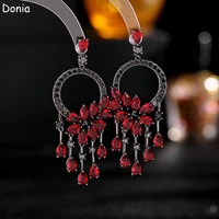 donia jewelry european and american fashion tassel flower earrings wild cute micro inlaid aaa zircon flower earrings