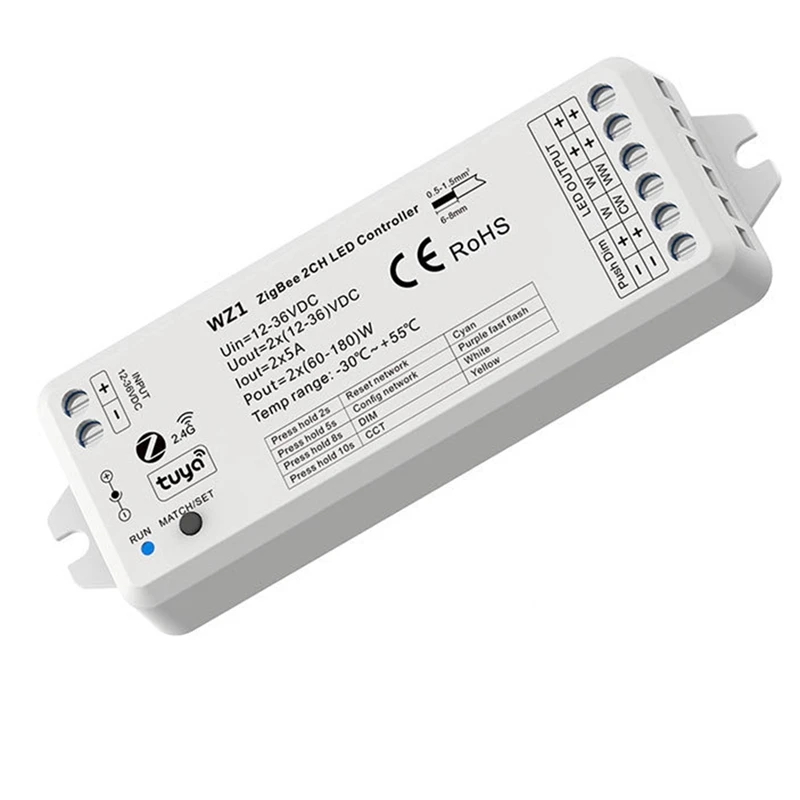 

1 Pcs Wireless Remote Control DC12-36V 24V TUYA APP Cloud 2 Channels For Single Color Tape