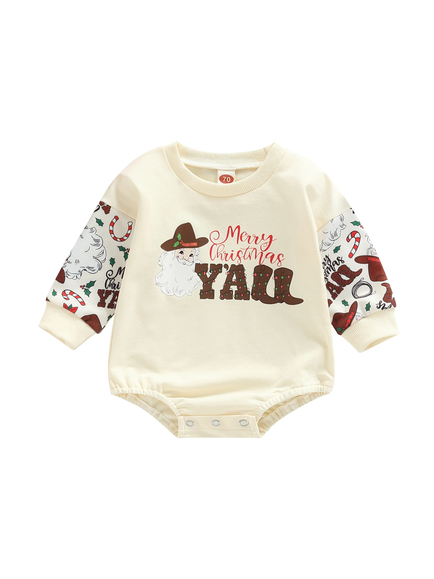 

Newborn Baby Girl Boy Christmas Outfit Santa Clause Letter Print Sweatshirt Romper My 1st Christmas Clothes