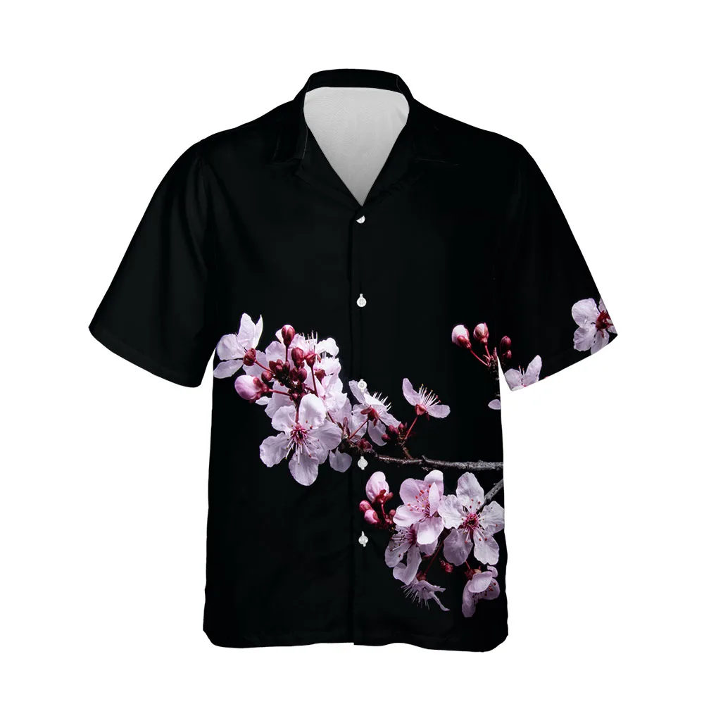 Jumeast 3D Men's Clothing Casual Sakura Shirts For Men Casual Mens Hawaiian Shirt Short Sleeve Comfortable Streetwear Blouses
