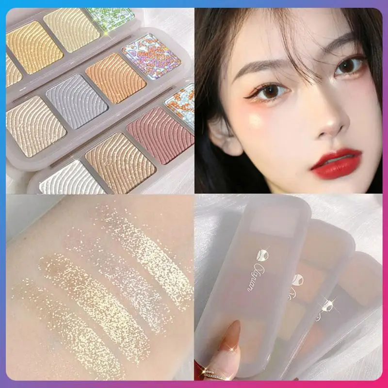 

XIYUAN Chestnut 4 Color High-gloss Powder Repairing Palette Face Brightening Diamond Pearl Blush Eyeshadow Palette Makeup Set