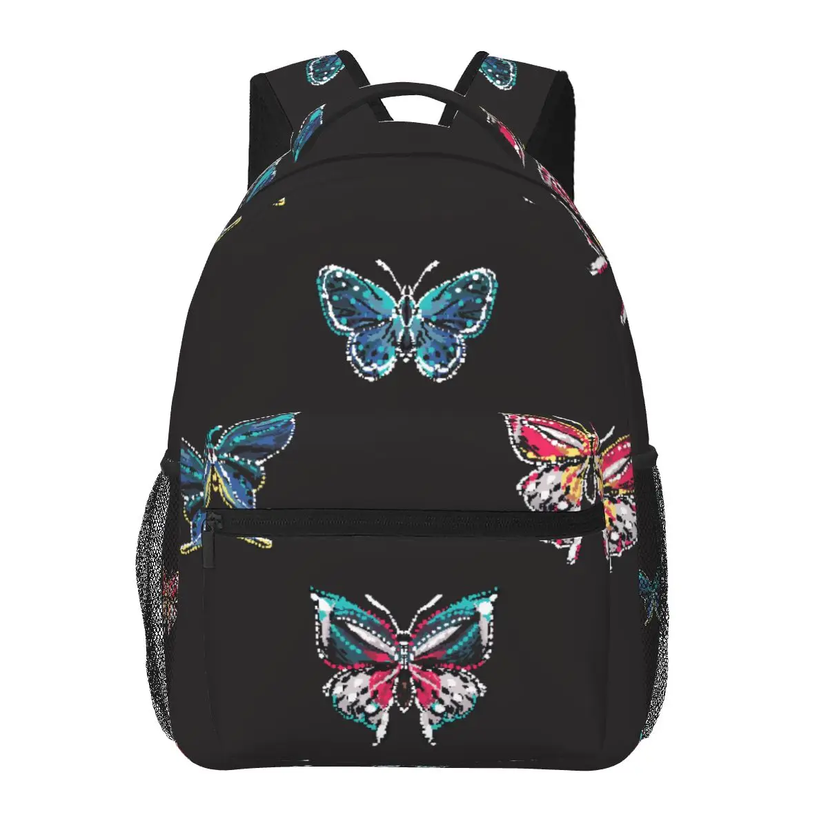 

School Bag for Girls Boys Laptop Backbag Children Backpack Embroidery And Rhinestones Tropical Butterfly Bag Pack