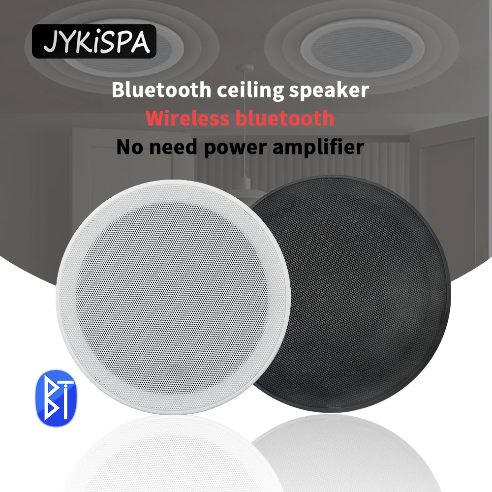 black new 6 inch bluetooth in-wall compatible ceiling speaker active home theater speaker Wireless Bluetooth-compatible Speaker enlarge