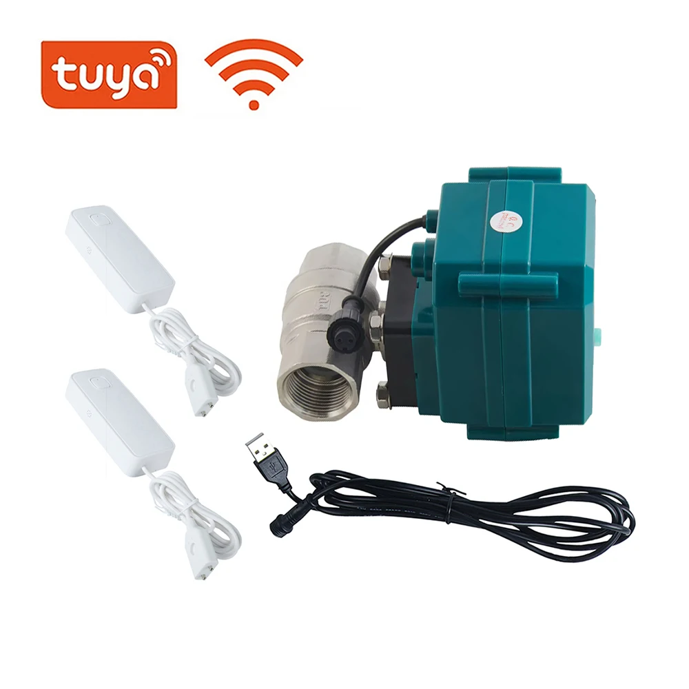 Фото Профессиональный отсекающий клапан расхода воды Tuya WIFI DN15 DN20 DN25 DN32 и комплект для обнаружения утечек, мониторинг управления через приложение, рейтинг IP65 №1