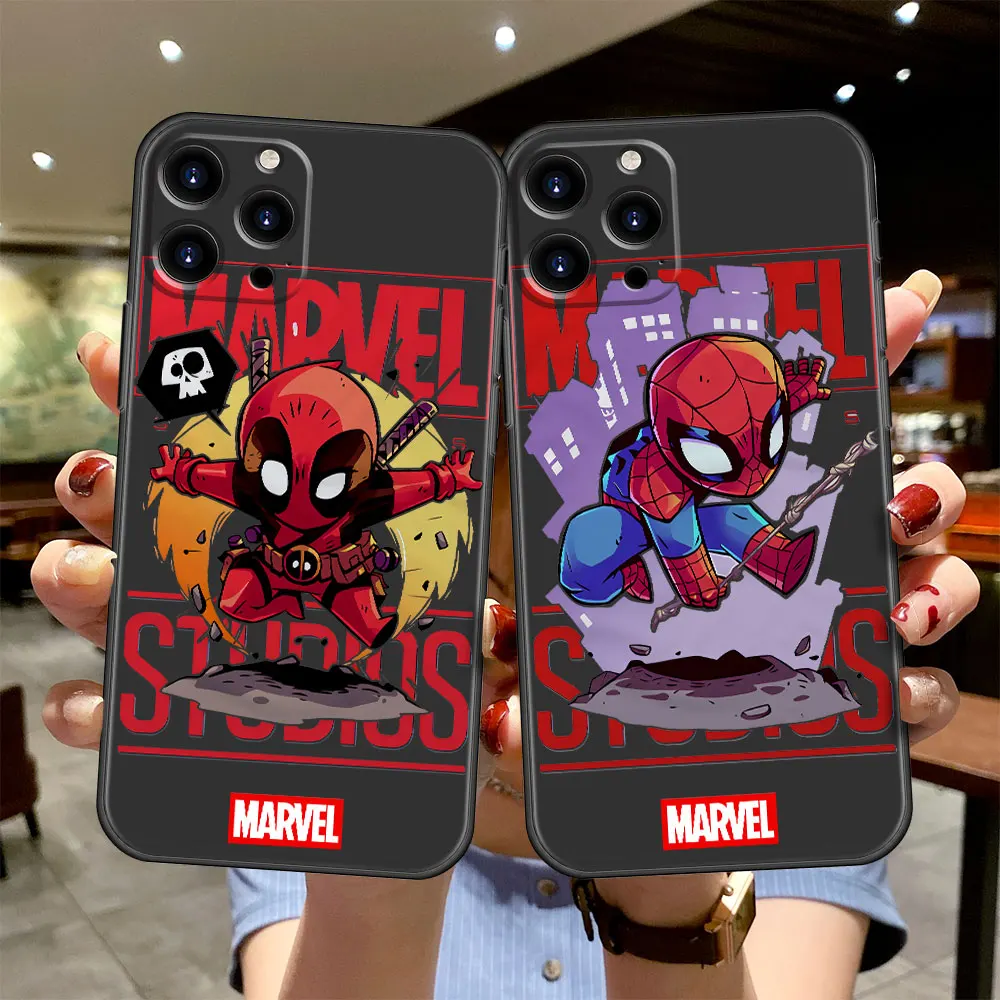 

Black Celular Marvel Deadpool Cell Case Funda for iPhone 7 XS XR 8 Plus 11 12 13 Pro Max SE 5S 6plus 5 Mini 7p 13pro 7plus 6+