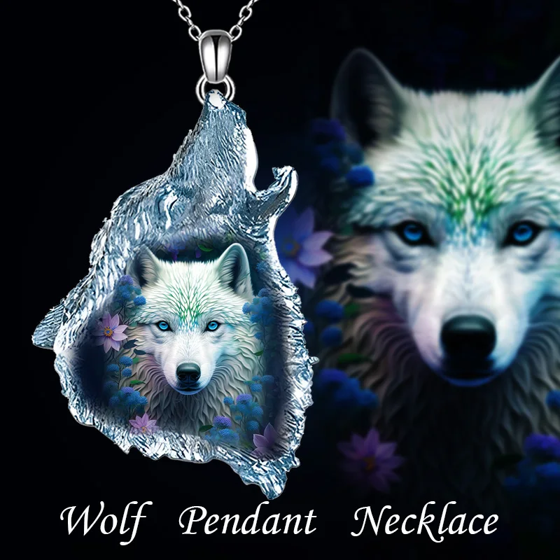 

Creative crystal wolf Unisex Pendant Necklace, birthday gift, anniversary gift, daily accessories