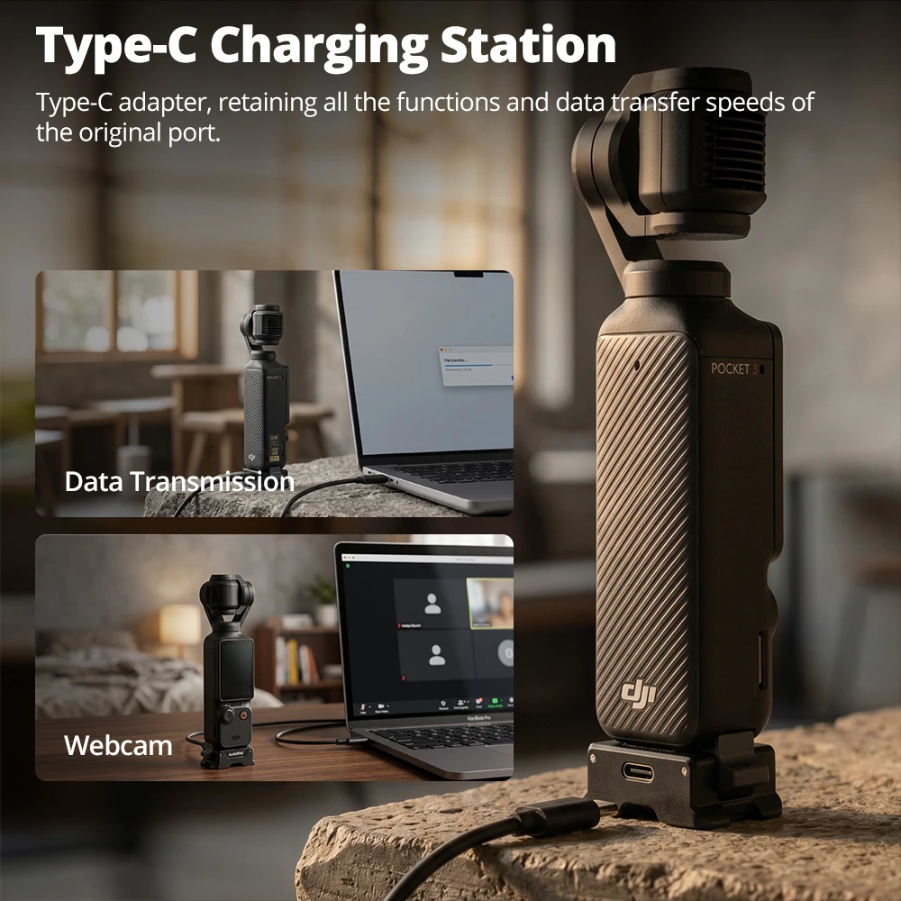 Фото Адаптер для зарядки Ambiful DP04 USB, портативный аксессуар для ручного стабилизатора камеры DJI Osmo Pocket 3/4 №3