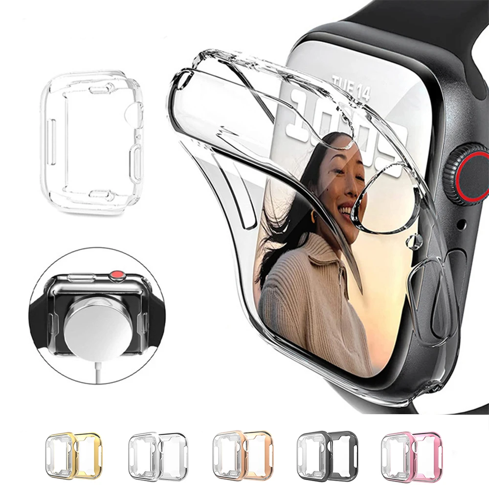 Фото Защитная пленка для экрана Apple Watch Case 49 45 41 40 44 42 46 мм, чехол-бампер из ТПУ, аксессуары для iWatch серии 10 9 8 7 SE 6 5 4 №1