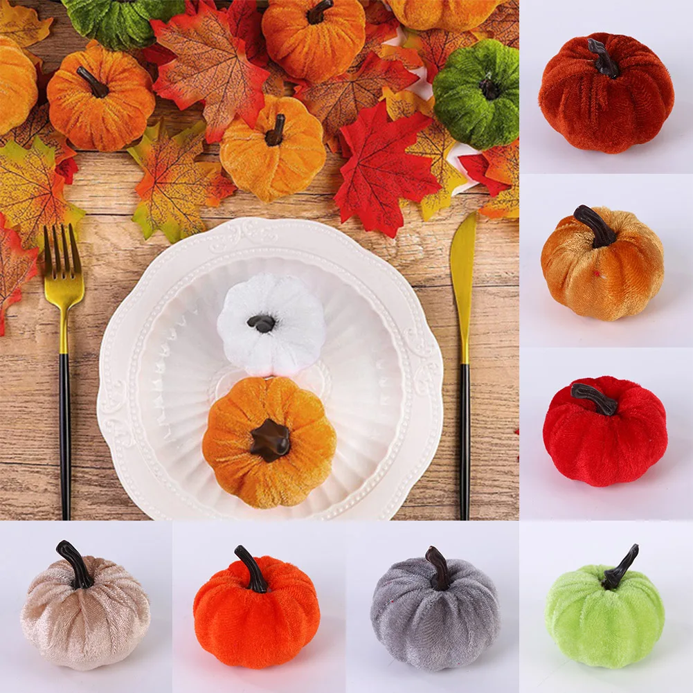 

Искусственная Имитация тыквы 6-5,7 см на День Благодарения, настольные украшения, зеленая, красная, желтая тыква, модель, украшения на Хэллоуи...