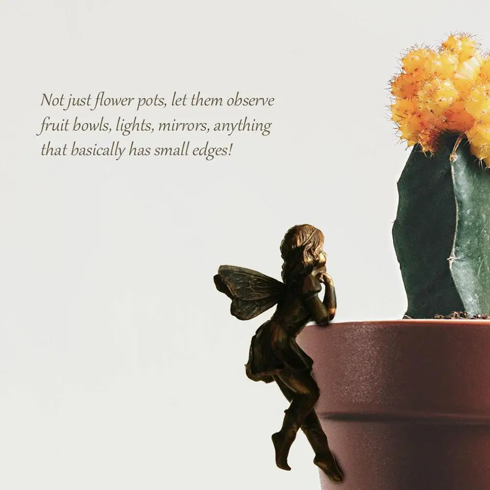 

1Pc Girl Hanging Cup Resin Decoration Fairy Combination Flower Basket Edge Decor For Garden Design Garden Pot Ornaments Decor