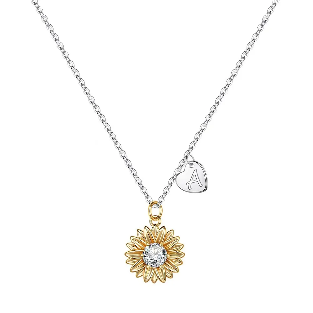 

New Trendy Silver Sunflower Necklace 925 Sterling Silver Gold Color Lucky Necklace Gift for Women Fashion Necklace Jewelry