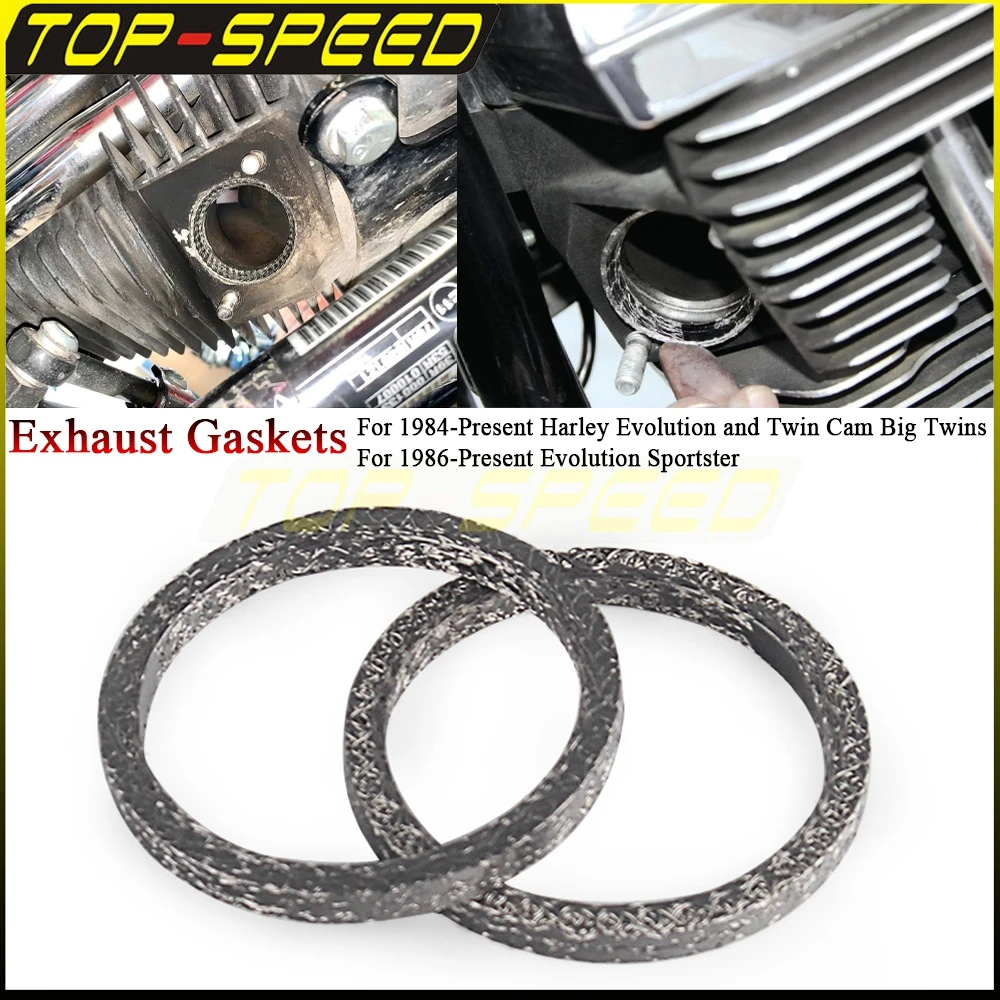 

Прокладки выхлопных газов мотоцикла для Harley Sportster 883 Dyna Evolution Twin Cam, уплотнительное кольцо выхлопного порта глушителя # 17048-98 # 65324-83B